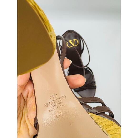 VALENTINO GARAVANI cacao & Tobacco Raflower espadrille Sandal 40 - Picture 7 of 16